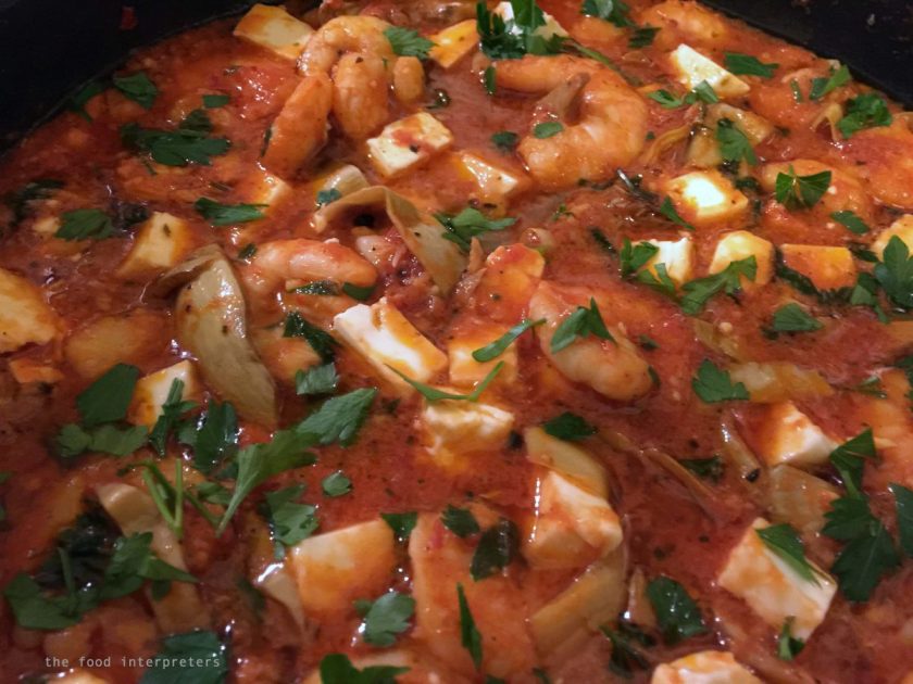 shrimp, artichoke and feta pasta sauce